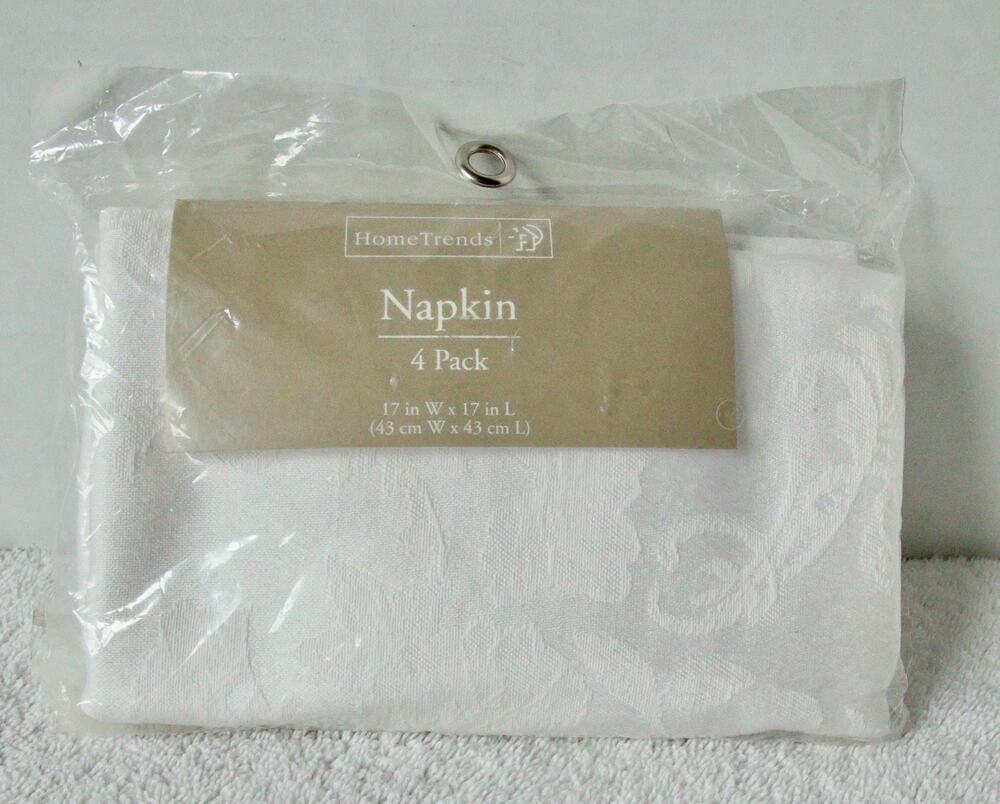 Damask Napkins Arctic White 4 Pack Wal-Mart Cotton Poly Blend 17 inch NEW